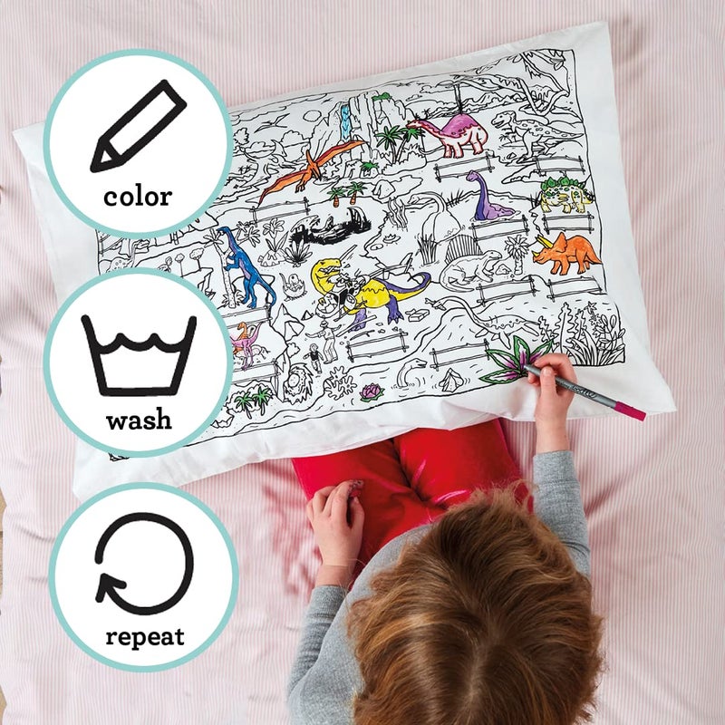 eatsleepdoodle Coloring Pillowcase for Kids â€“ Reusable DIY Pillow Cover with Washable Markers, Educational Arts & Crafts Activity for Boys & Girls, Fun Gift for Creative Play, Machine Washable - eatsleepdoodle - Image 4